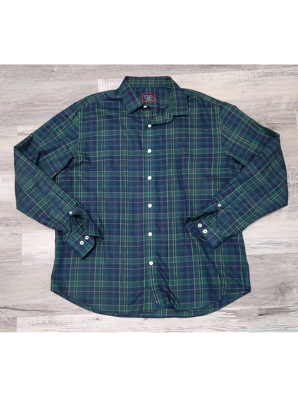 UNTUCKit Shirt Mens Large Green Plaid Long Sleeve Button Down Dress Shirt